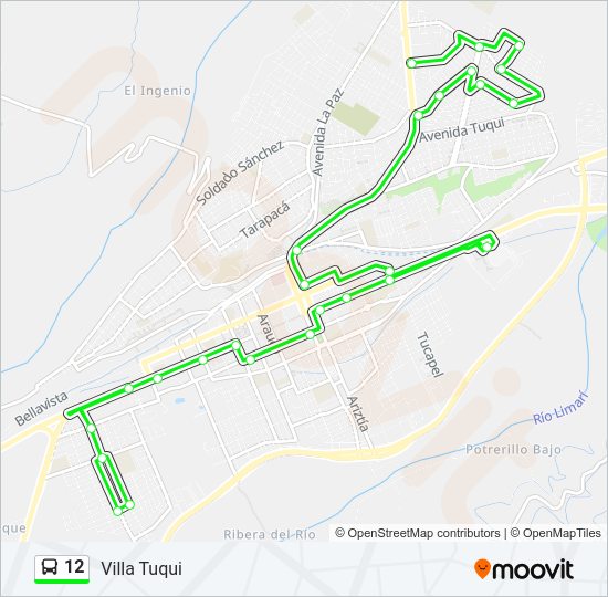 Mapa de 12 de autobús