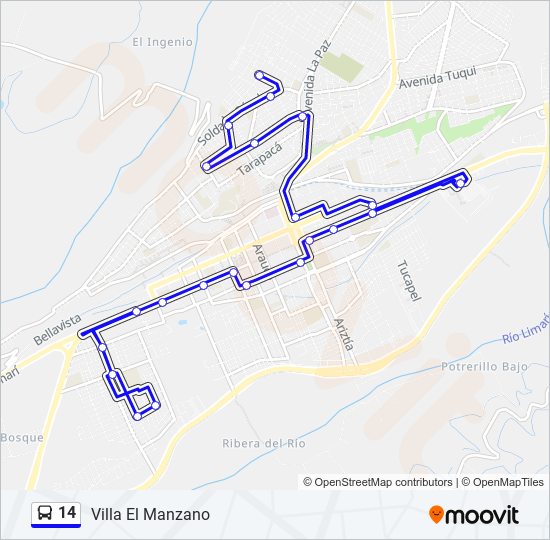 14 bus Line Map