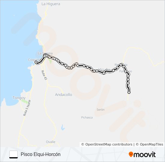 Mapa de COQUIMBO - PISCO ELQUI de autobús