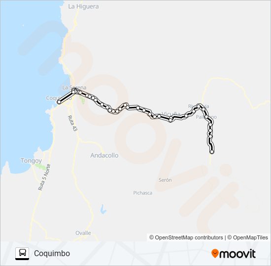 Mapa de COQUIMBO - PISCO ELQUI de autobús