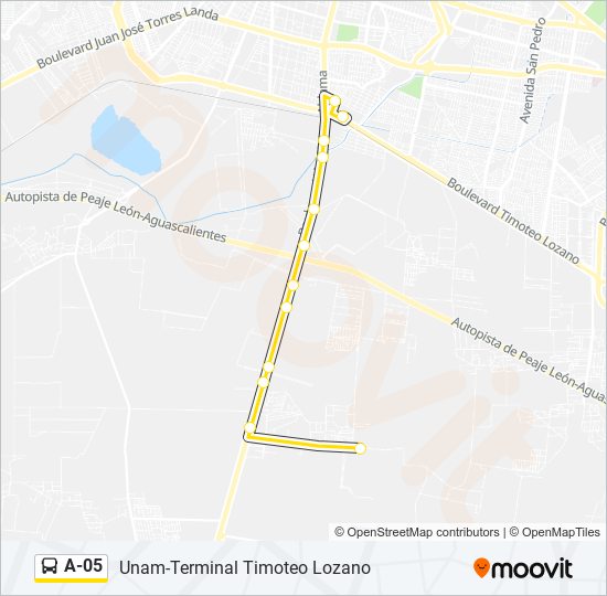 Mapa de A-05 de autobús