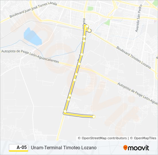 Mapa de A-05 de autobús