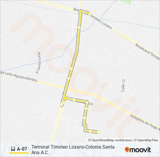 Mapa de A-07 de autobús