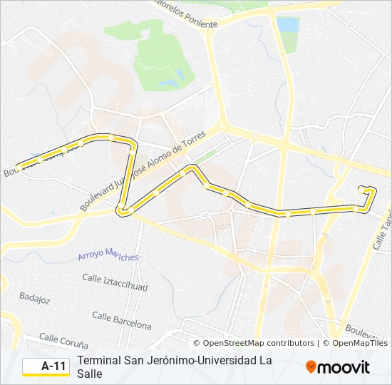 Mapa de A-11 de autobús