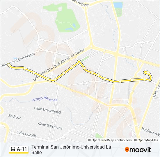 A-11 bus Line Map