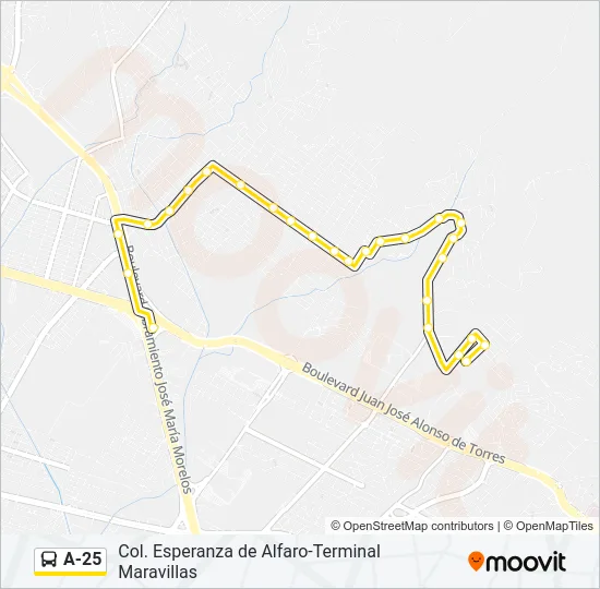 A-25 Bus Line Map