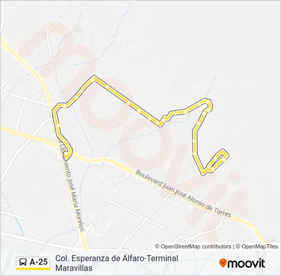 A-25 Bus Line Map