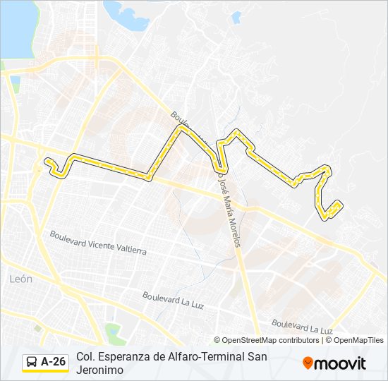 A-26 bus Line Map