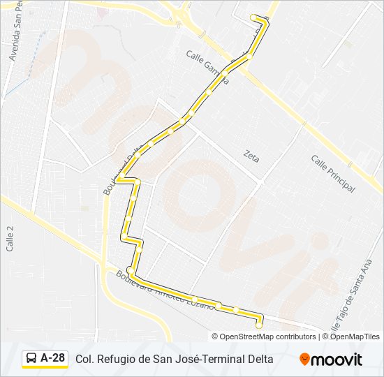 Mapa de A-28 de autobús