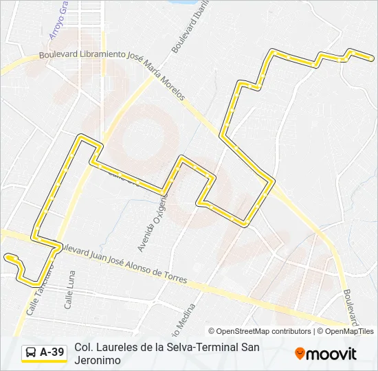 A-39 Bus Line Map