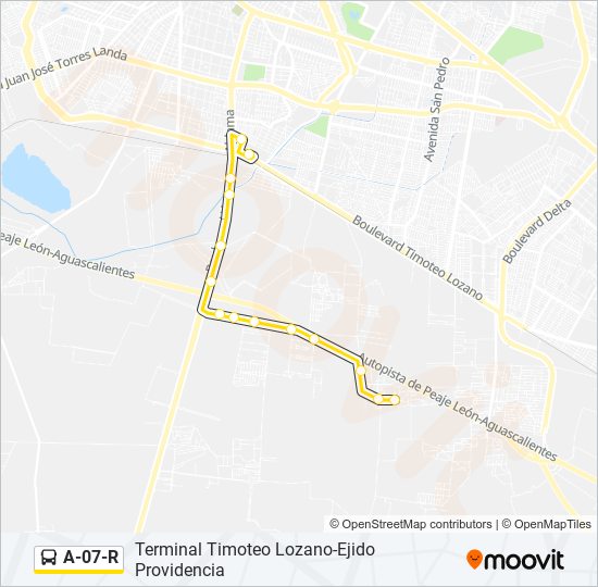 Mapa de A-07-R de autobús