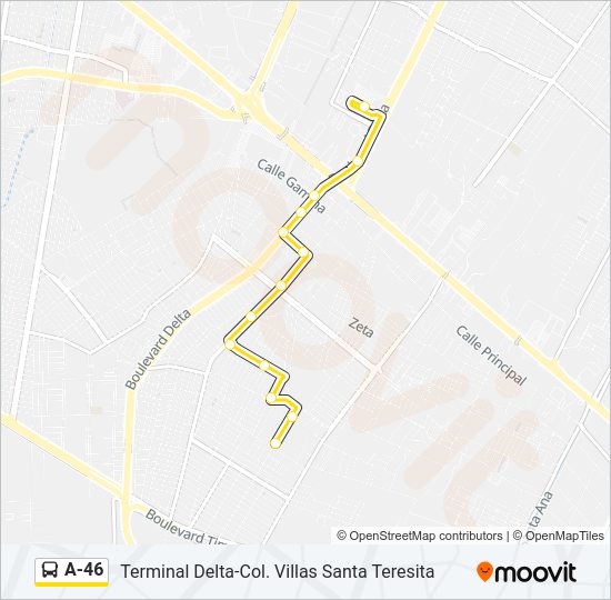 Mapa de A-46 de autobús