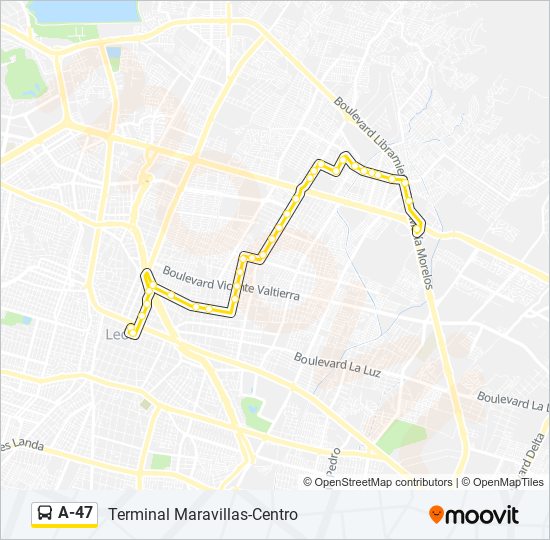 Mapa de A-47 de autobús