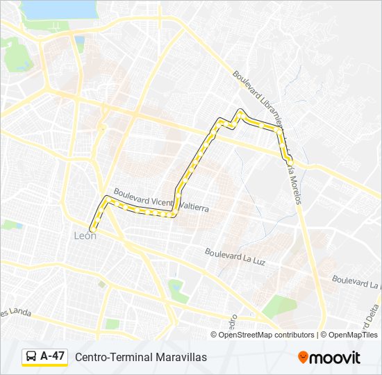 Mapa de A-47 de autobús