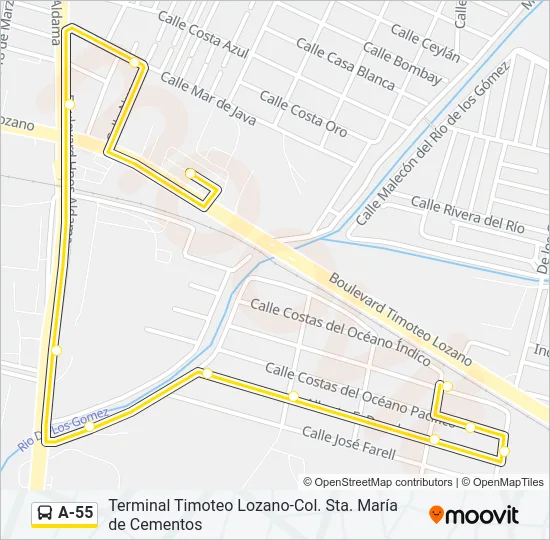 A-55 Bus Line Map