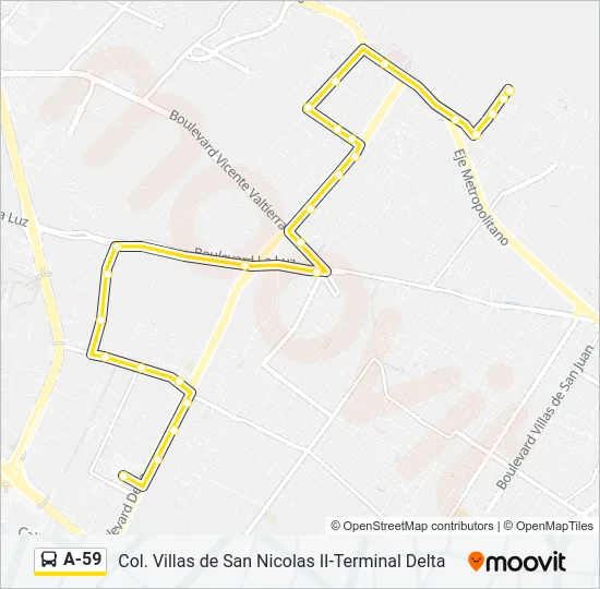 A-59 Bus Line Map