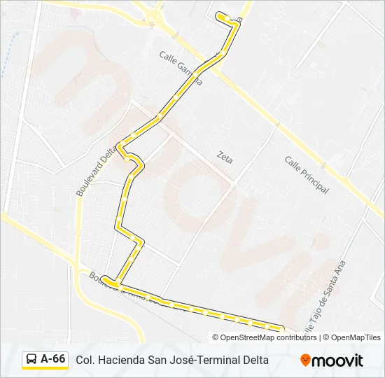 A-66 Bus Line Map