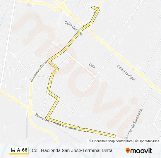 A-66 Bus Line Map