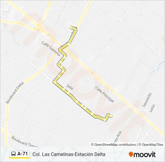 A-71 Bus Line Map
