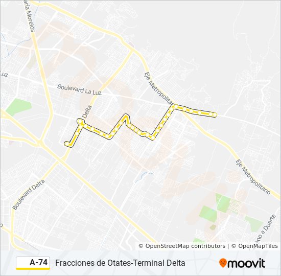 Mapa de A-74 de autobús