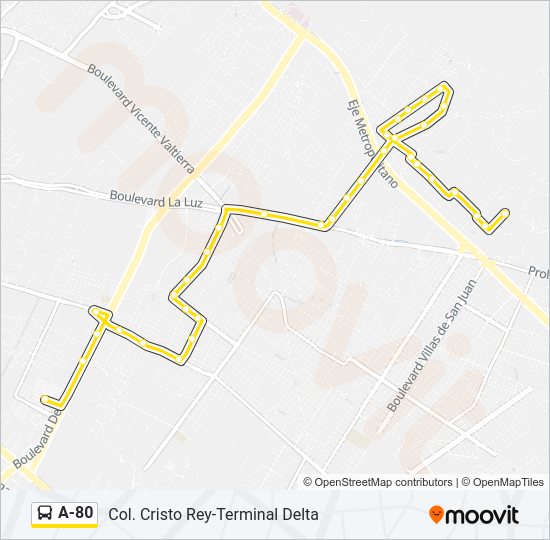 Mapa de A-80 de autobús