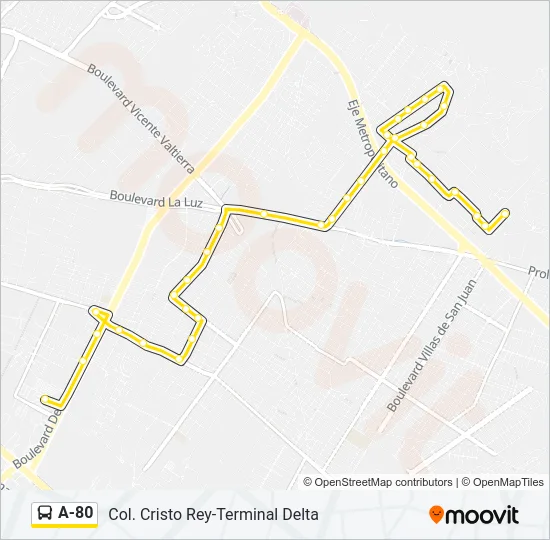 A-80 Bus Line Map