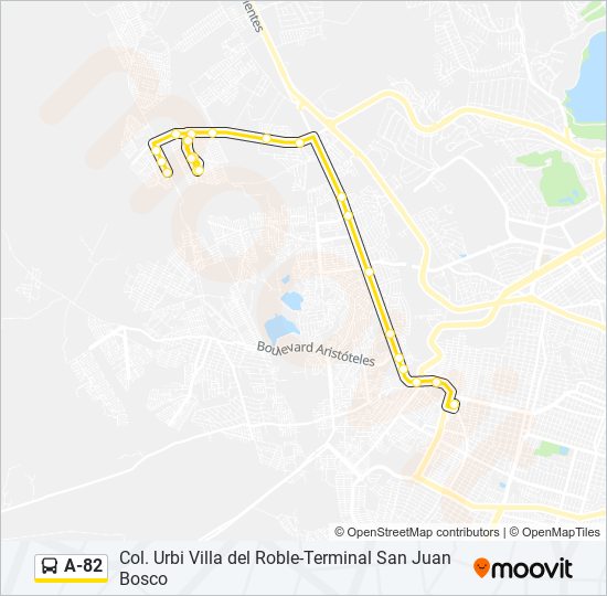 Mapa de A-82 de autobús