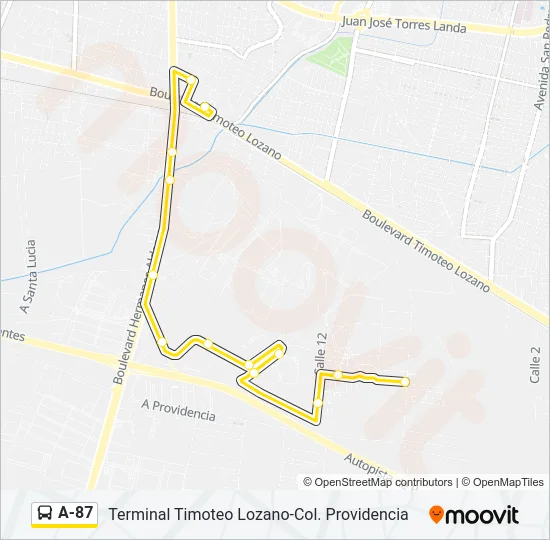 A-87 Bus Line Map