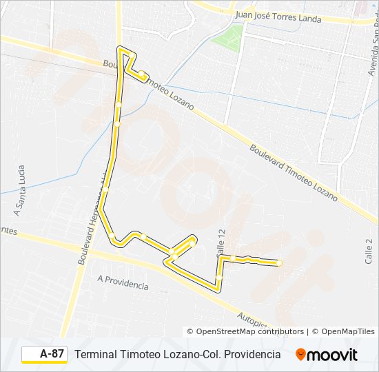 Mapa de A-87 de autobús