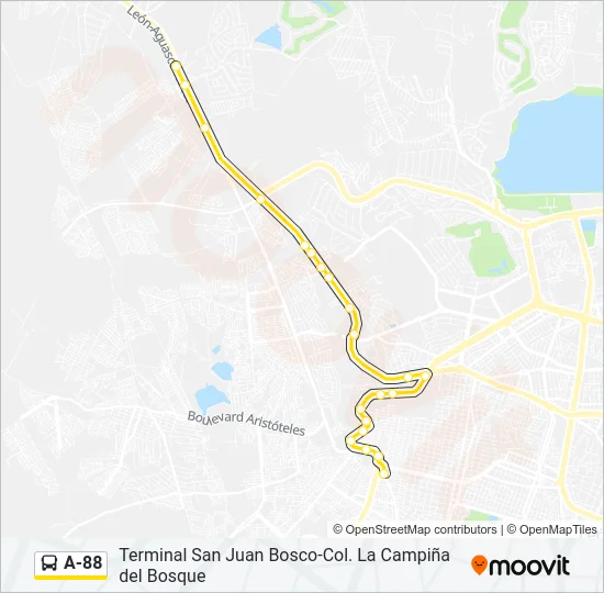 A-88 Bus Line Map