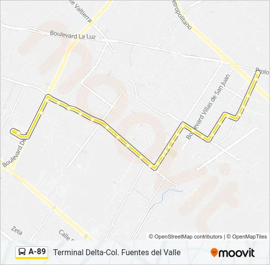 A-89 Bus Line Map