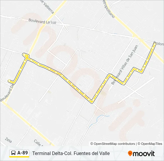 A-89 Bus Line Map