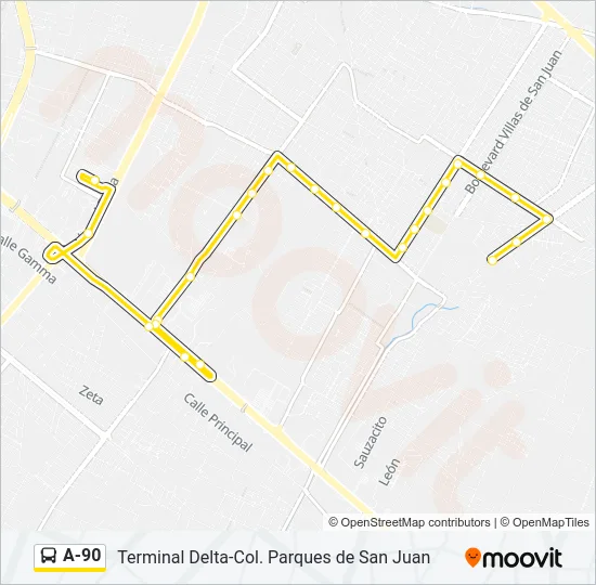 A-90 Bus Line Map