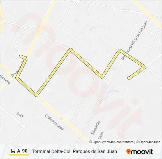 A-90 Bus Line Map