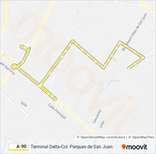 A-90 bus Line Map