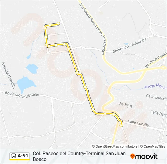 A-91 Bus Line Map