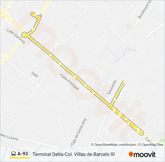 A-93 Bus Line Map