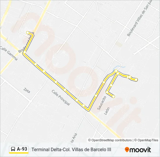 A-93 Bus Line Map