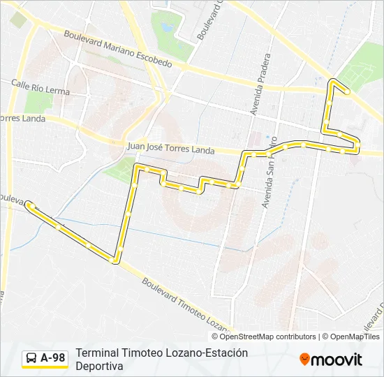 A-98 Bus Line Map