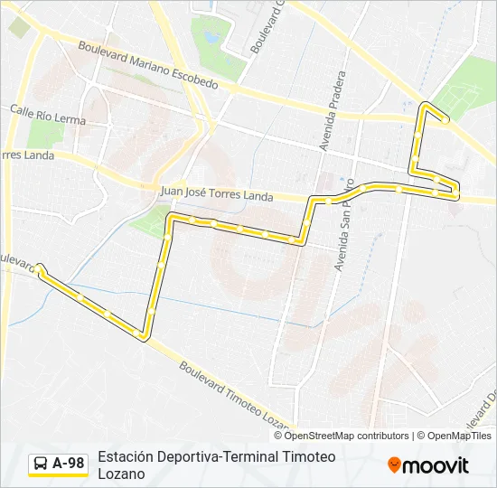 A-98 Bus Line Map