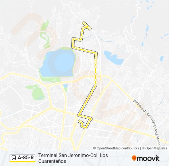 Mapa de A-85-R de autobús