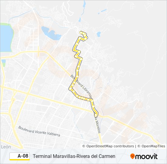 Mapa de A-08 de autobús