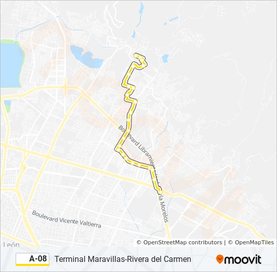 Mapa de A-08 de autobús