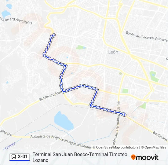X-01 Bus Line Map