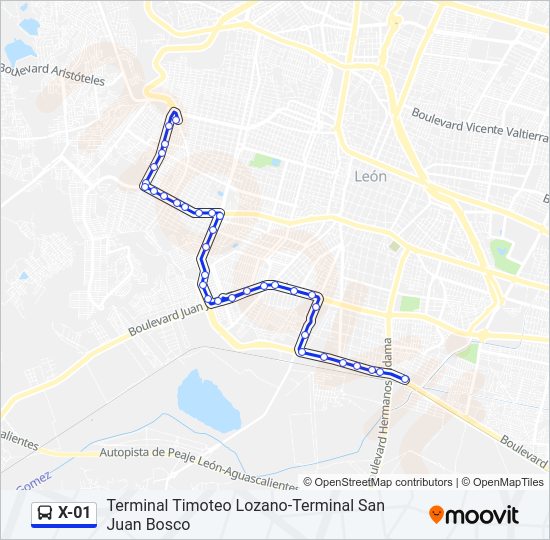 X-01 Bus Line Map