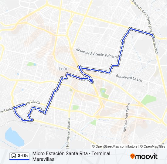 X-05 Bus Line Map