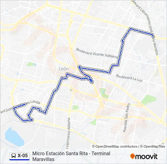 X-05 Bus Line Map