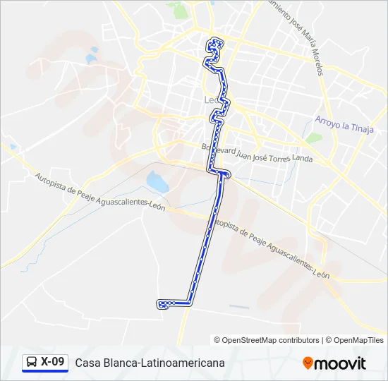 X-09 Bus Line Map