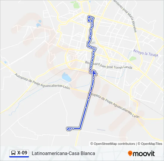X-09 Bus Line Map