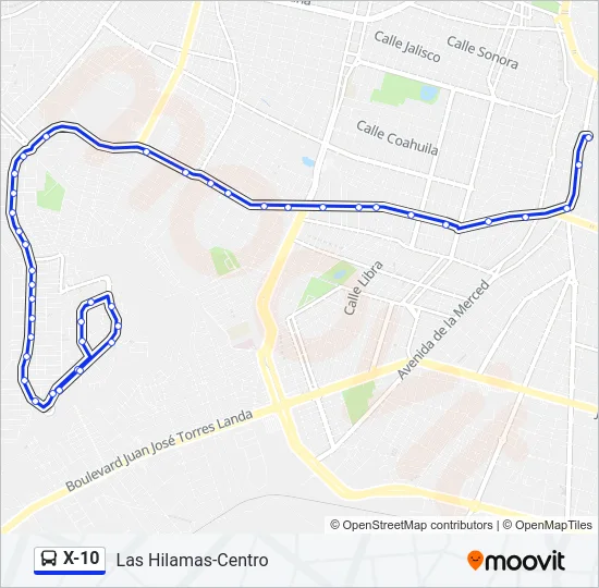 X-10 Bus Line Map